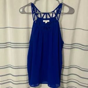 MINE blue sleeveless top double layer womens